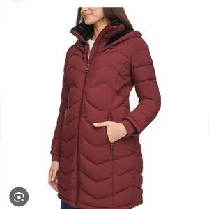 Andrew Marc Puffer Hooded Faux Fur Jacket